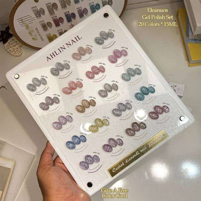 Eleanuos Exploding Flash Platinum Gel Polishing 20Pcs Mixed Semi Permanent Varnish Shiny UV Chip Dia Salon Nail