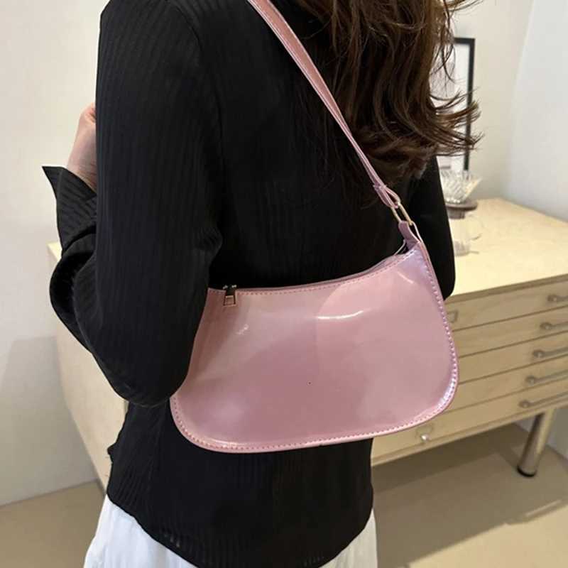 Retro Solid Color PU Shoulder Underarm Bag Women Fashion Patent Leather Handbag Casual Hobos Purses And Handbag Ladies Hand Bags W250911