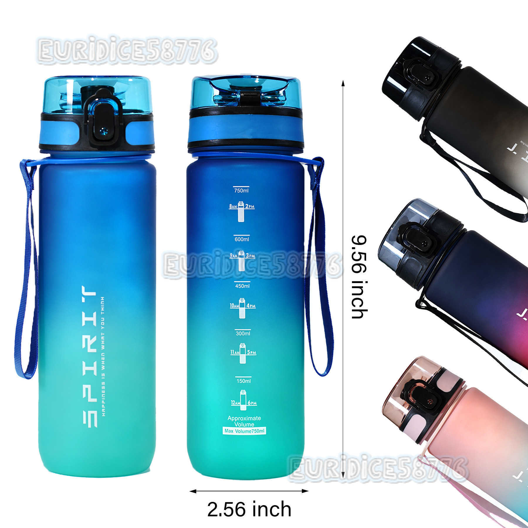 Large Capacity Frosted Gradient Plastic Water Bottle with High Aesthetic Value Outdoor Sports and Fitness Water Bottle Direct Drinking Cup H250911