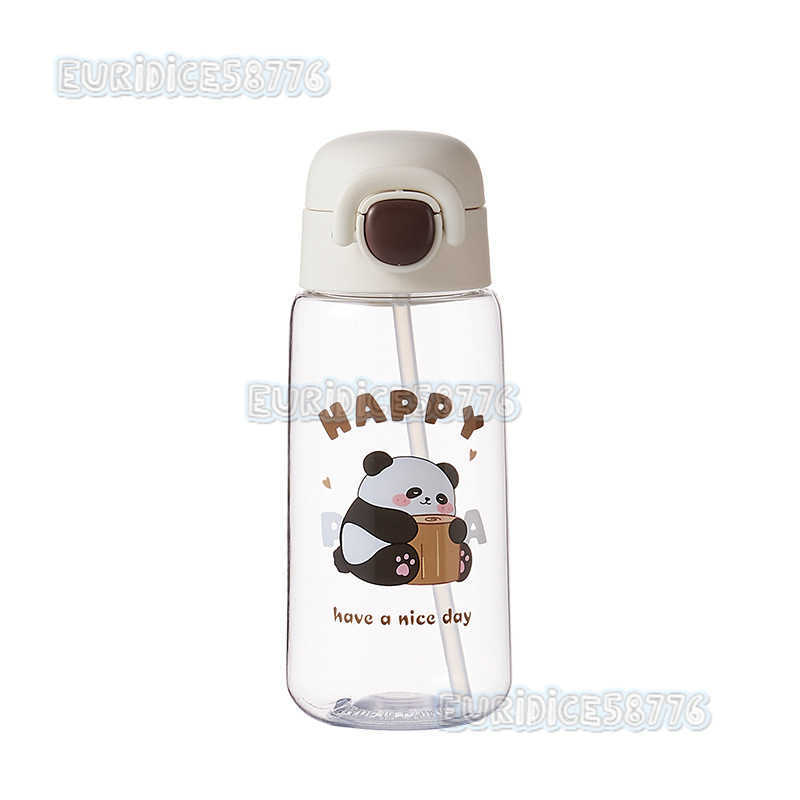 New Panda Plastic Cup Portable Cup Cute Cartoon Plastic Straw Cup Childrens Handy Cup H250911