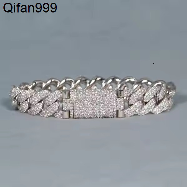 925 Sterling Silver Cuban Link Bracelet GIA Certified Heavy Moissanite Diamonds Gold Plated Hip Hop Jewelry Party Gift Wholesale
