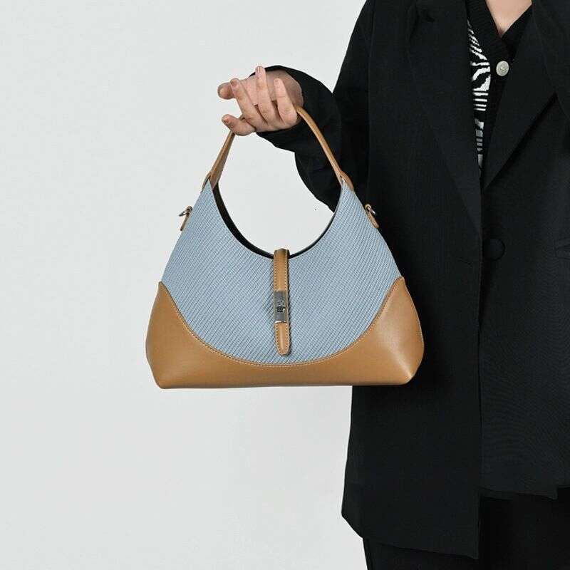 Women's Bags High Grade Contrast Color Niche Design For Women New Dumpling Genuine Leather Commuter Handbag Shoulder Messenger Bag