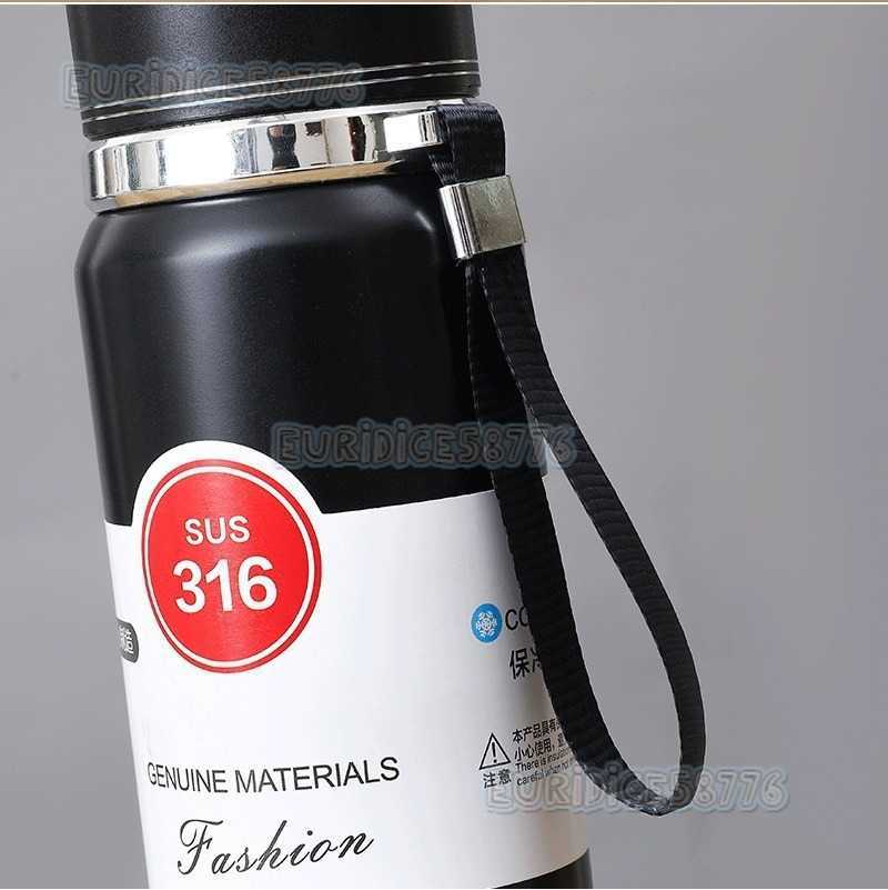 316 Stainless Steel Sun Pot Thermos Cup Large Capacity Sling Pot Portable Outdoor Sports Water Bottle H250911