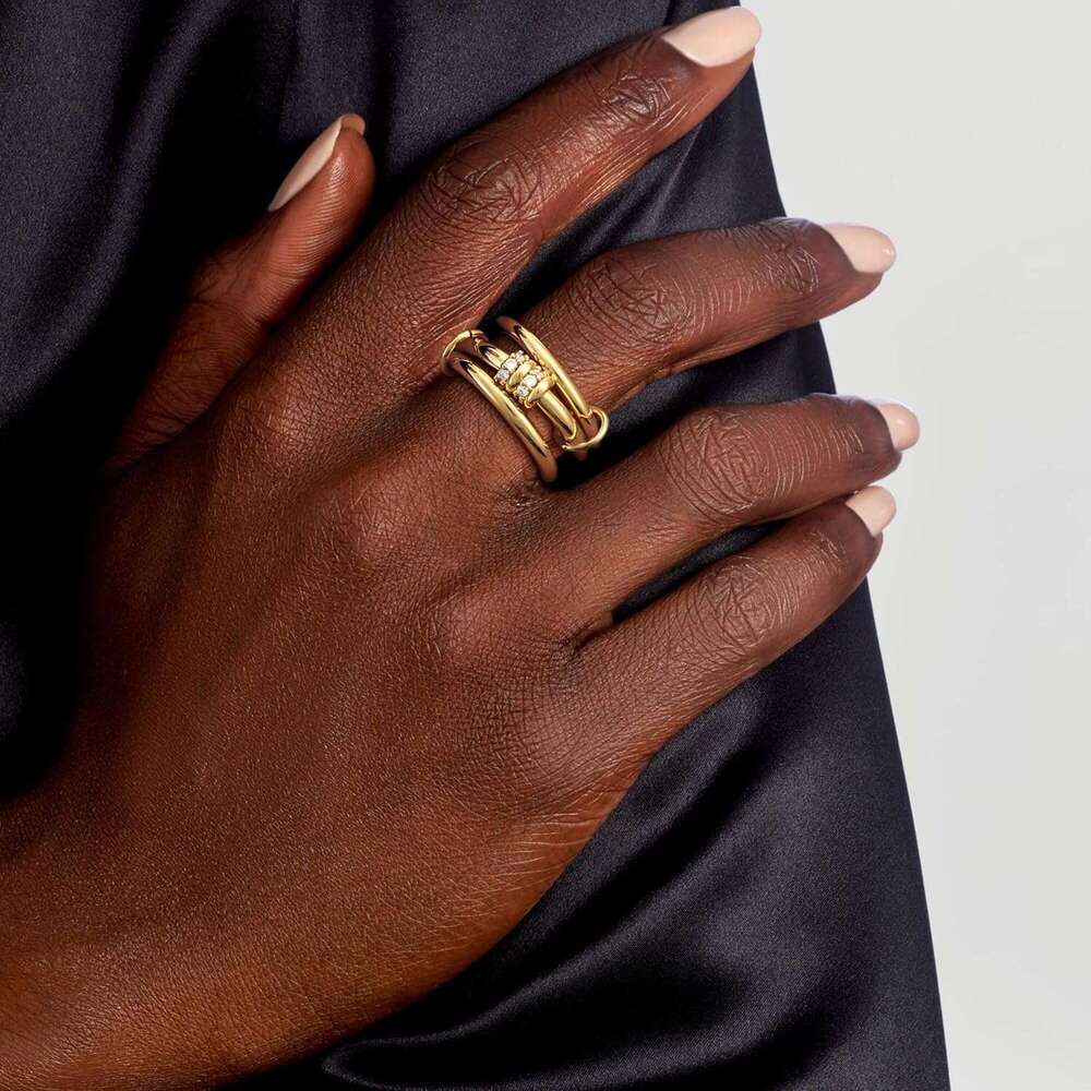 Stackable Plated Cubic Zirconia Statement Rings, Non Tarnish Ring Set, Dainty Gold for Women, Trendy Fashion Chunky Stacking Rings