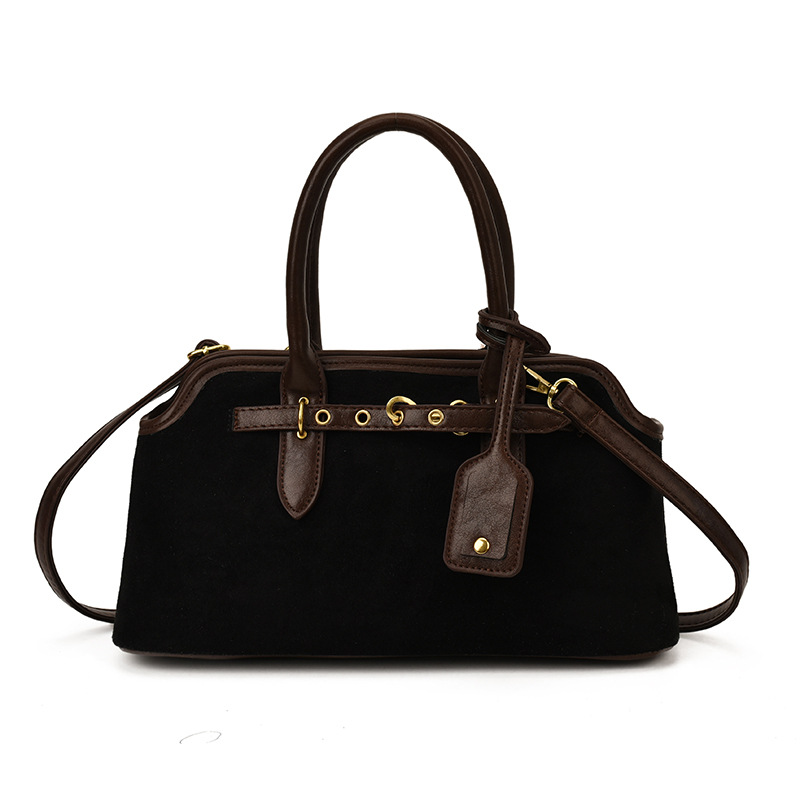 Designer 2025 New Retro All-Match Frosted Suede Belt Hot Buckle Hand-Held Shoulder Underarm Bag, Document Tote Bag