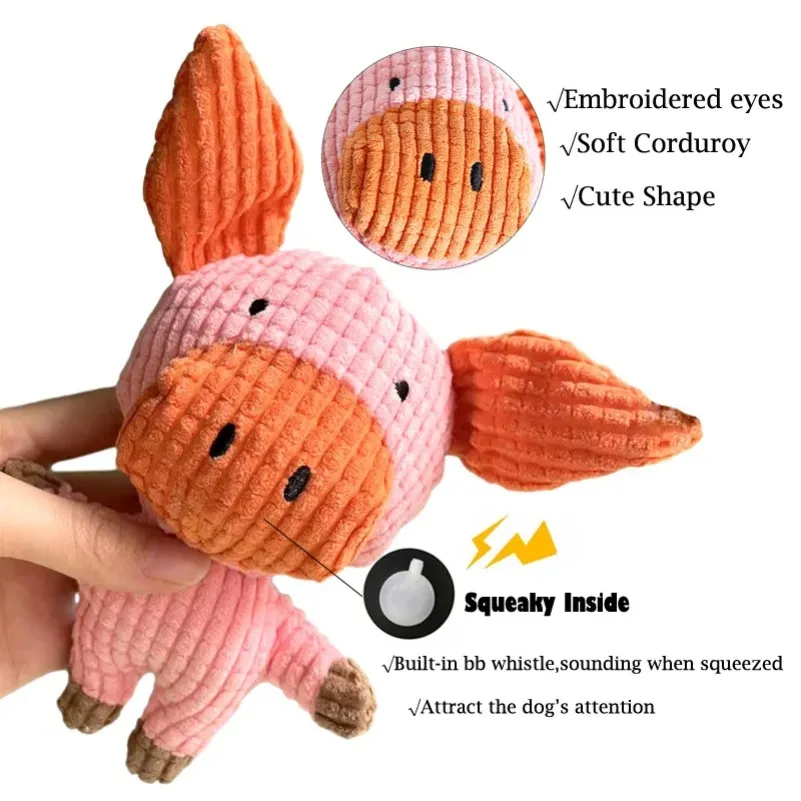 Pets Funny Interactive Squeaky Toys Plush Dog Toy Cow/Pig Shape Stuffed Dog Chew Toy Supplies