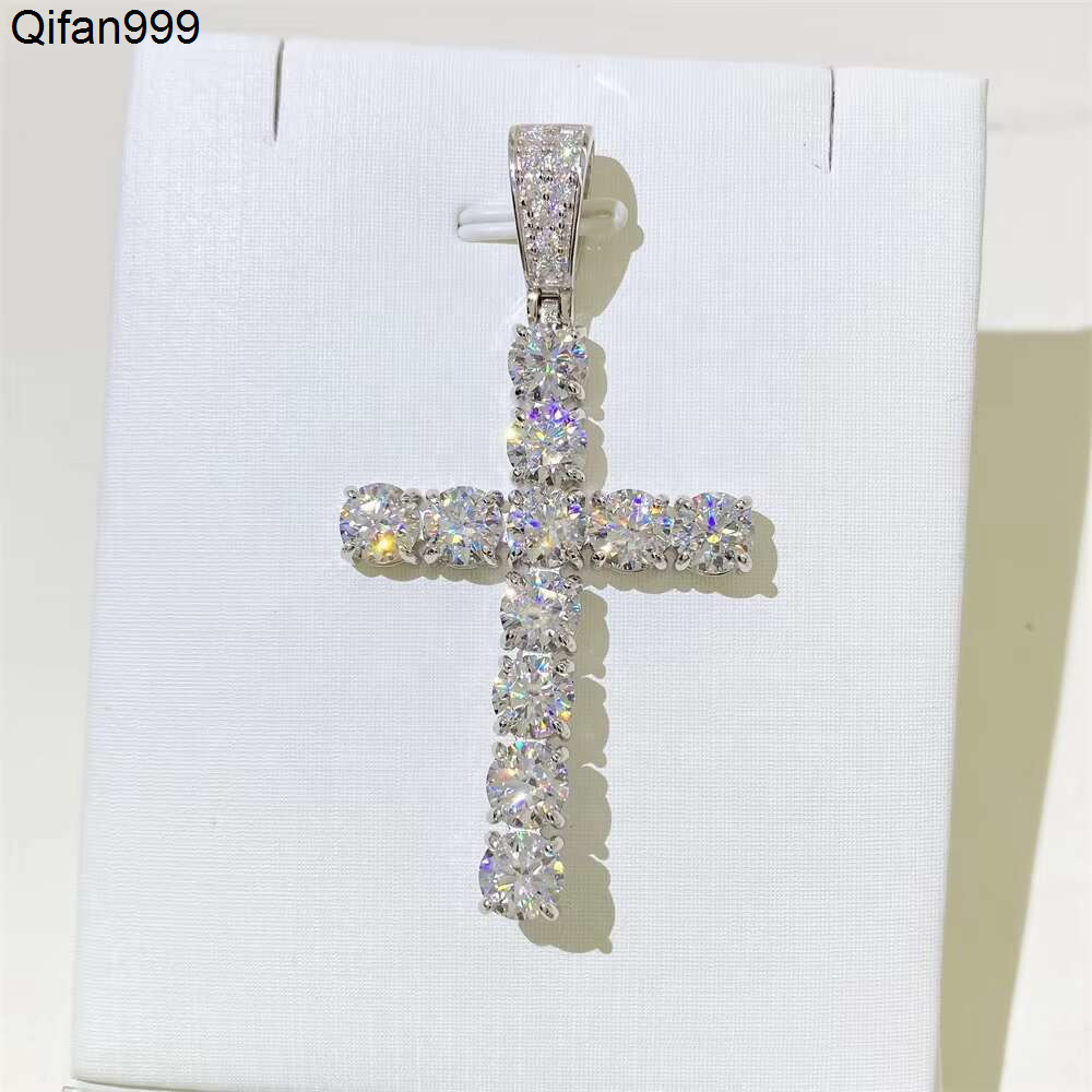 925 Sterling Silver Real Diamond Lab Moissanite Custom Cross Hip Hop Jewelry Ice Out Pendant