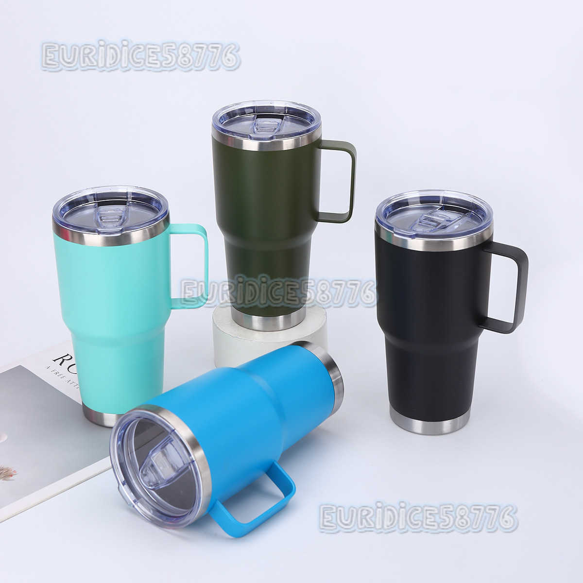 Handle Car Cup 304 Stainless Steel Doublelayer Insulated Cup Large Capacity Car Ice Cup H250911