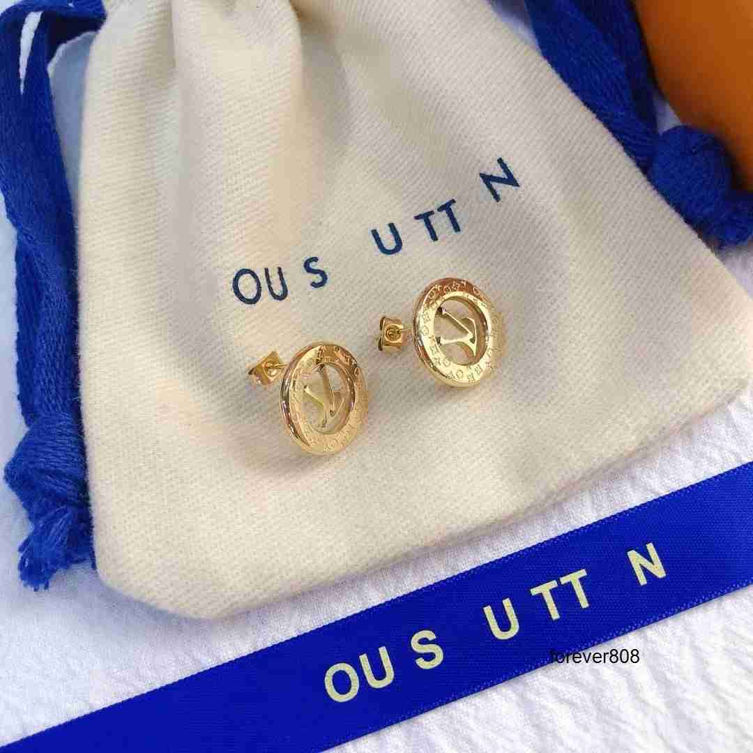 Stud With BOX 18K Gold Diamond designer earrings Big Hoop Earrings Designer Stainless Steel Crystal Women Stud Earring Wedding Party Best Jewelry