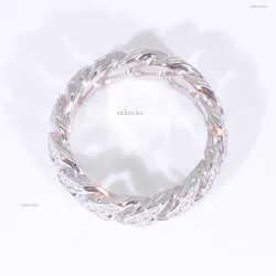 Custom Moissanite Cuban Ring S Sier with 2rows Hip Hop Mens White Gold Plated Vvs Dia Rings