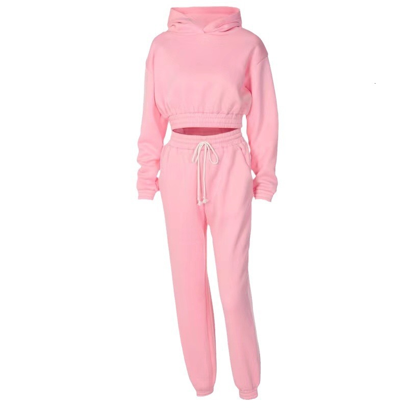 2025 Sports Women's Long sleeved Hooded Sweatshirt Women's Autumn/Winter Wool Two piece Set Women's S Clothing Autumn/Winter New Design