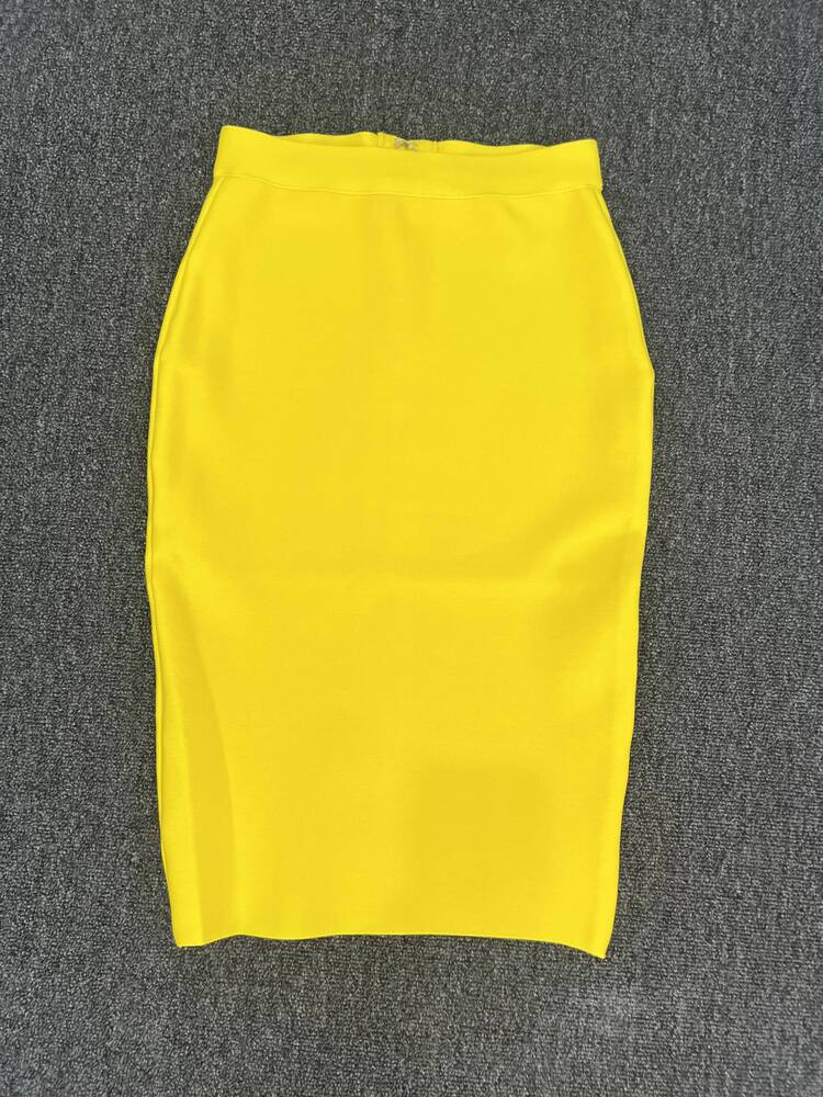 60CM Knee Length Summer Bandage Skirts For Women Candy Color Bodycon Pencil Skirt Ladies Elegant Office Business Formal XL XXL dongdumaoyi