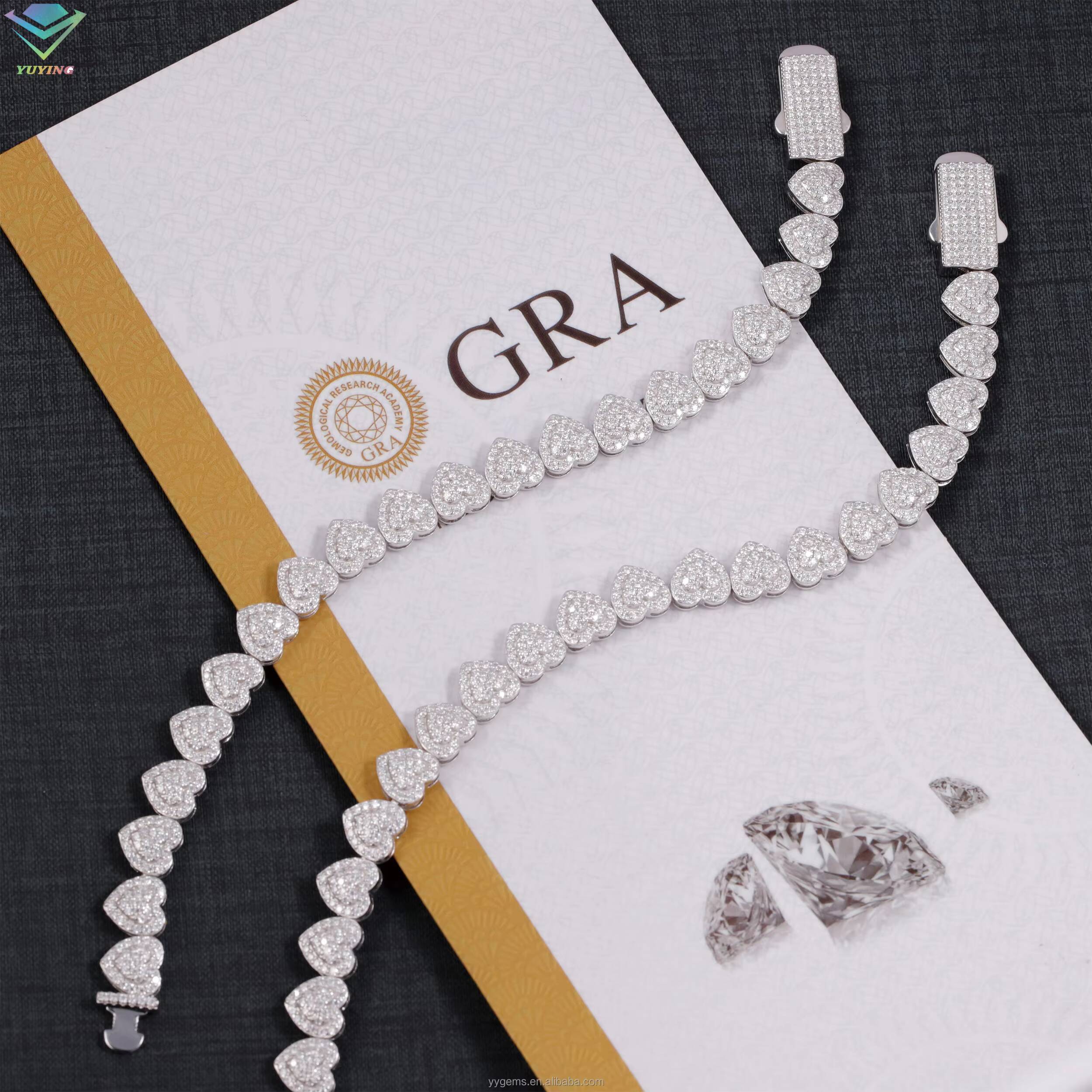 10mm 925 Solid Silver Vvs Moissanite Chain Hip Hop Style Heart Chain Iced Out Cuban Link Chain for Men