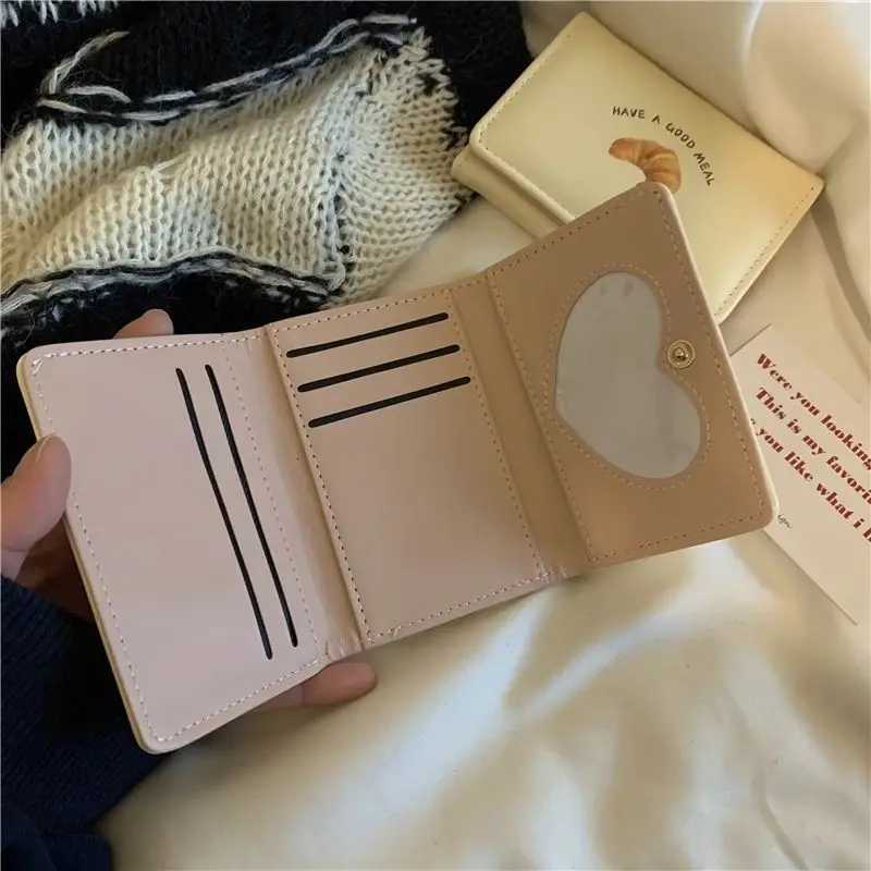 Korean Small Wallet Women Credit Wallet Cartoon Cute Bread PU Leather Hand Bags Three Fold Multi Cards Card Holder Student W250911