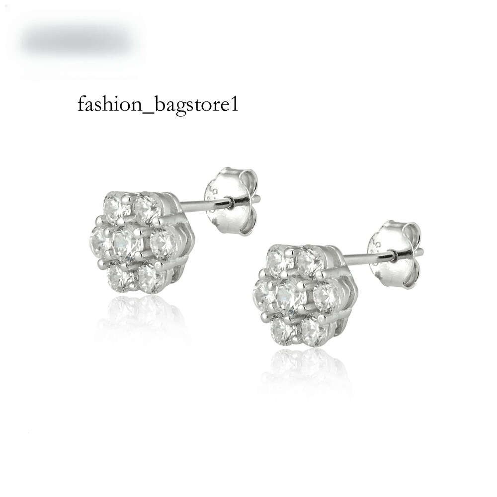 Cluster Flower S D Color VVS Men Women Hip Hop Jewelry Sterling Sier Moissanite Stud Earrings