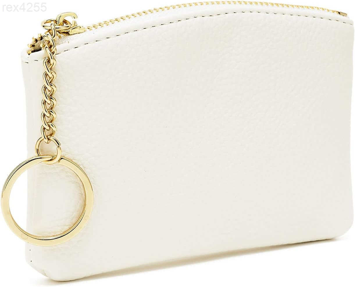 Artificial Leather Coin Purse Change Purse With Key Chain Ring Zipper For Men Women A WhiteW250911