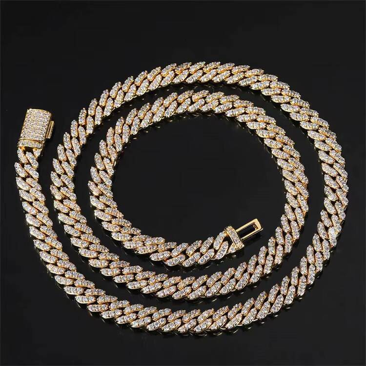 Wholesale 8mm Cuban Chain Flap Buckle Single Zircon Mens Copper Cuban Chain Necklace Bracelet