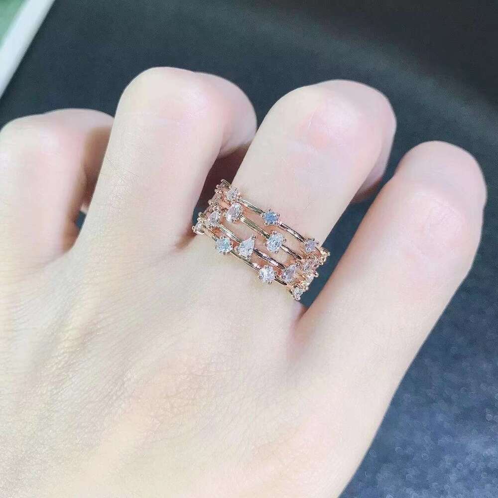 New ProductShijia 1:1 Romantic Rose Gold Starry Sky Beauty Personality Round Stackable Ring for Women