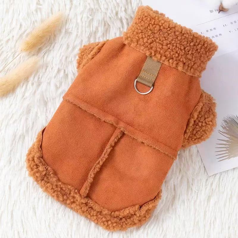 T1186 Dog clothes autumn and winter clothes plus velvet cute doll collar cotton coat for small and medium-sized dogs Teddy Bichon can pull winter clot