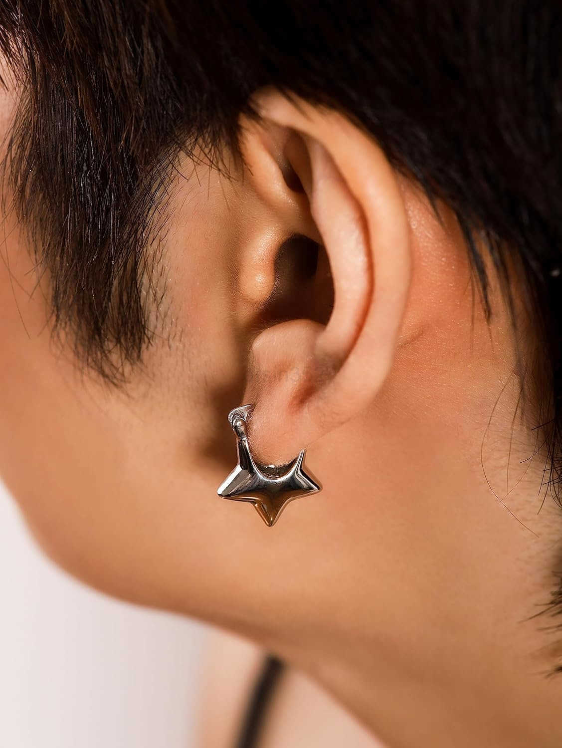 Cool Silver Star Stud Earrings Y2K Studs Jewelry Accessories Gifts for Women GirlsW250911