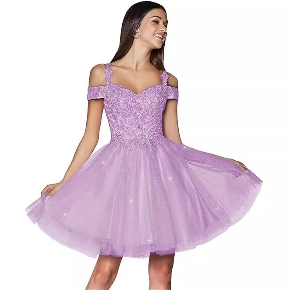 Spaghetti Strap Off-the-Shoulder Short Prom Dresses Sweetheart Beaded Puff Skirt for Women Birthday Customized Formal Occasion Evening Party Gown BQ27