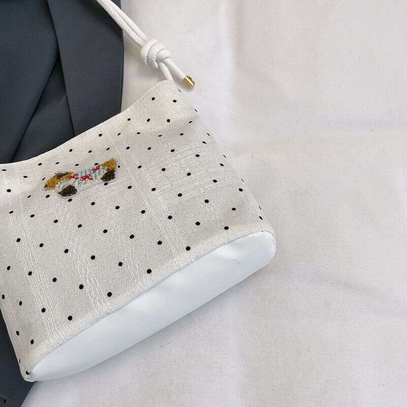Women's 2024 Autumn New Simple Polka Dot Design Fashionable Elegant Cute Single Shoulder Crossbody Bucket Bag
