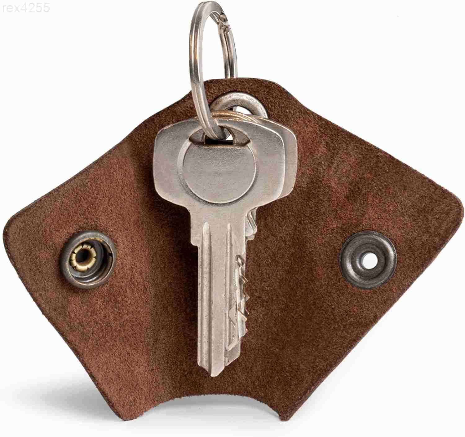 Hide Drink Full Grain Leather Wrap Keychain Organizer Snap Closure Key Ring Cover Silencer Sleeve Key Holder for MenW250911