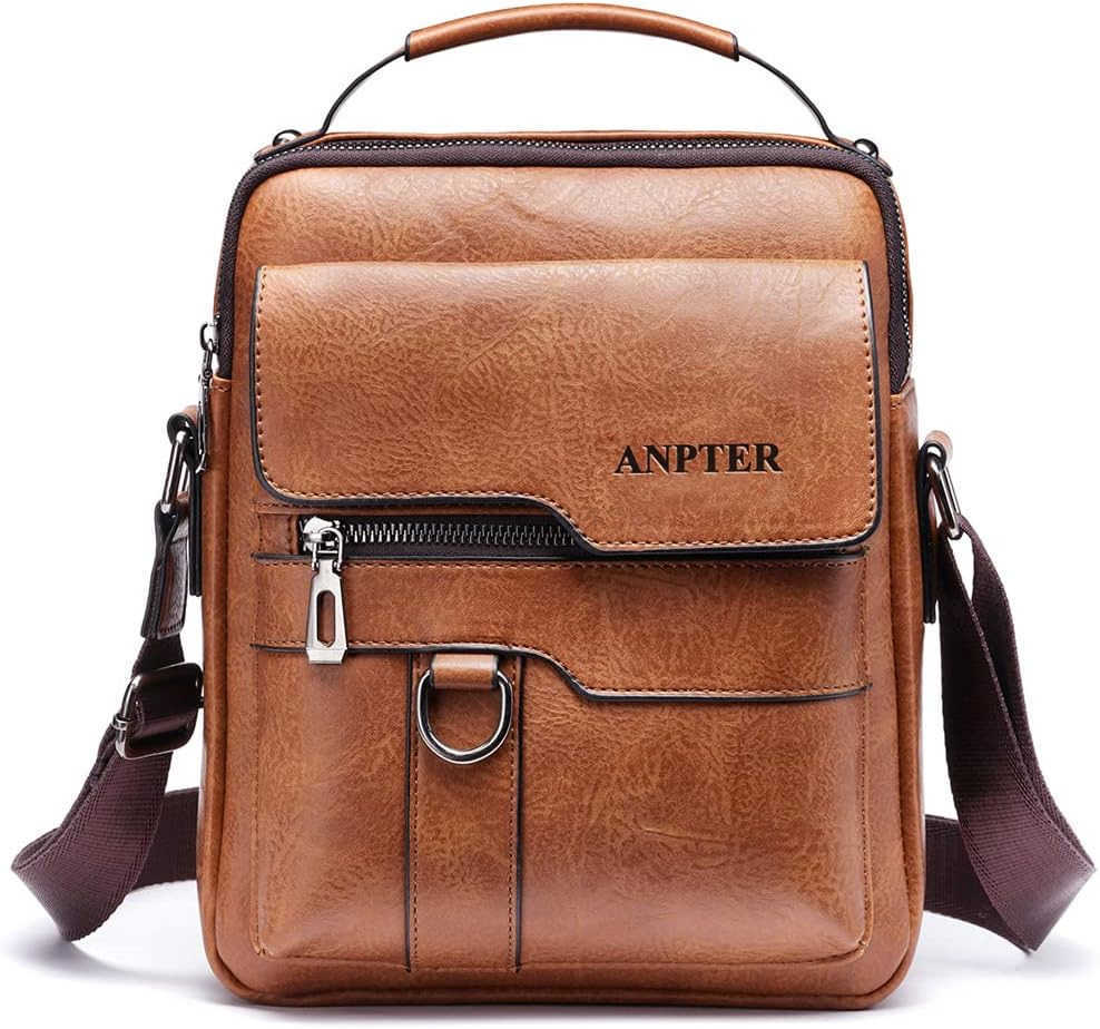Messenger Bag for Men Crossbody Shoulder Purse Small Vintage PU Leather Satchel Pouch Side Crossover HandbagW250911