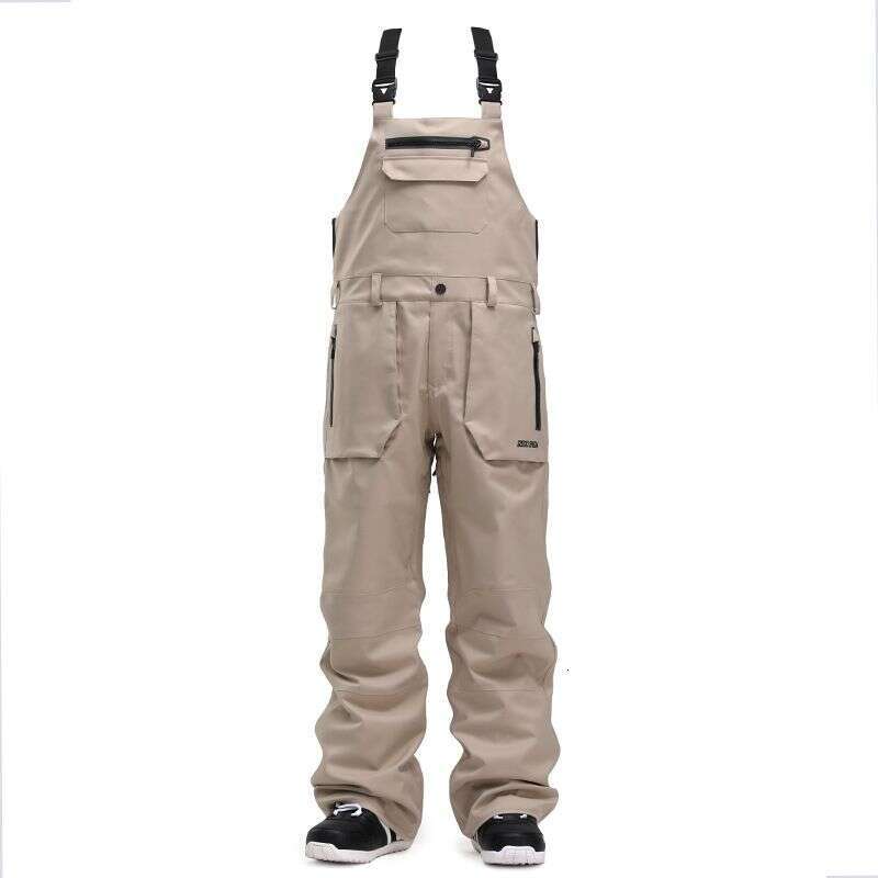 Gsouslow Strap Men's Loose Waterproof Warm Snow Pants Single-Board Double-Board Women's One-Piece Ski Suit