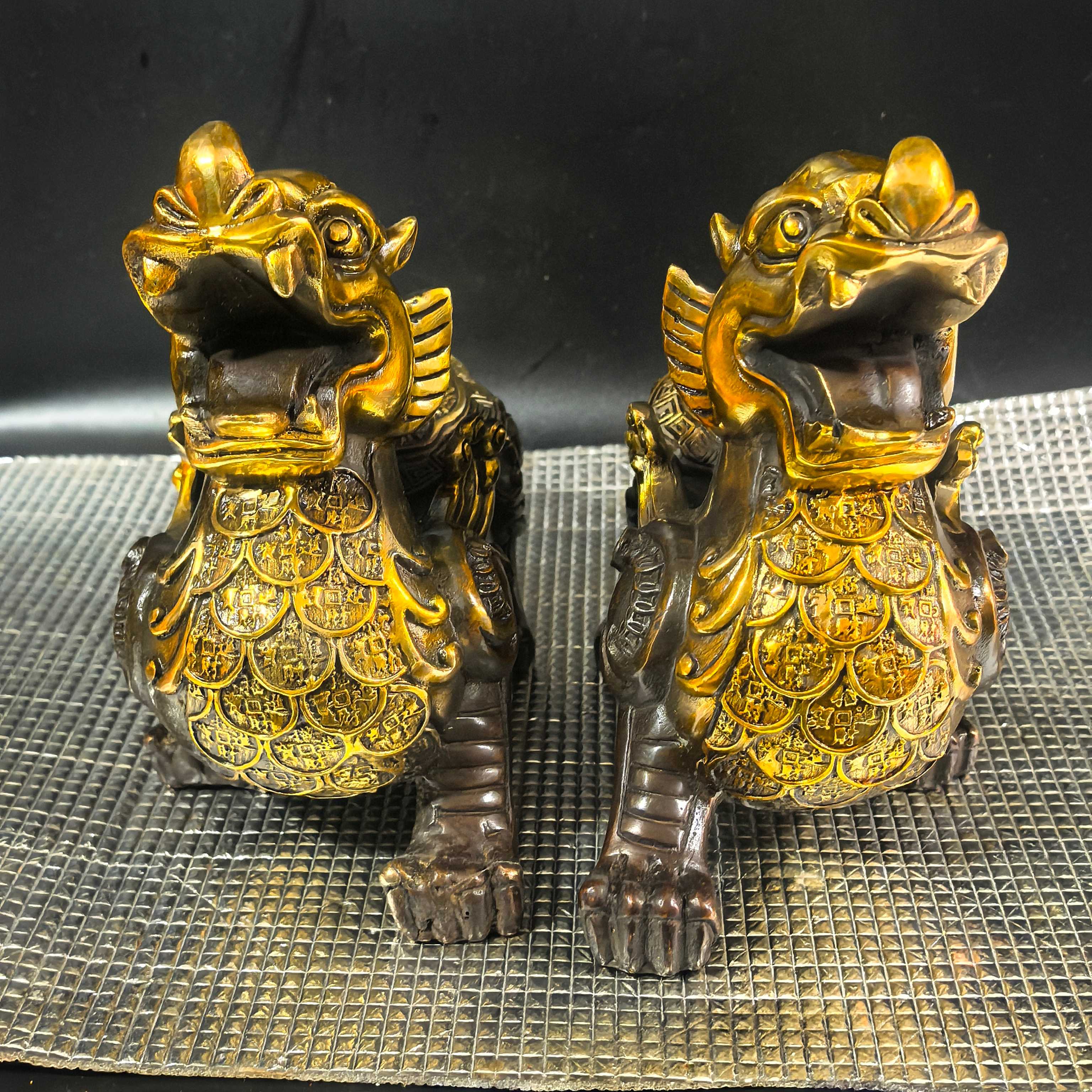 Antique bronze collection:, Lucky Pixiu, exquisite craftsmanship, fine workmanship! A pair