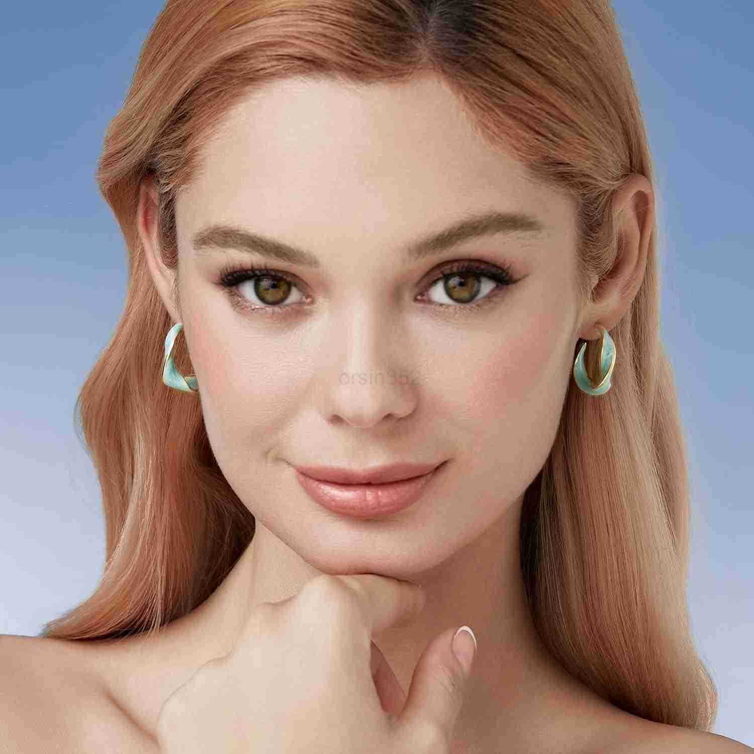 Bell Twisted Hoop Earrings for Women Alloy Vintage Enamel Oil Dripping 925 Sterling Silver Needle Round Huggie Earring Jewelry GiftsW250911