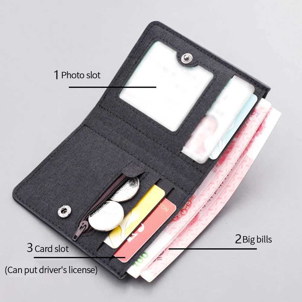 Mens Slim Short Canvas Wallet Luxury Brand Designer Male Small Minimalist Purse Coin Pouch Card Holder Mini Vertical Wallet W250911