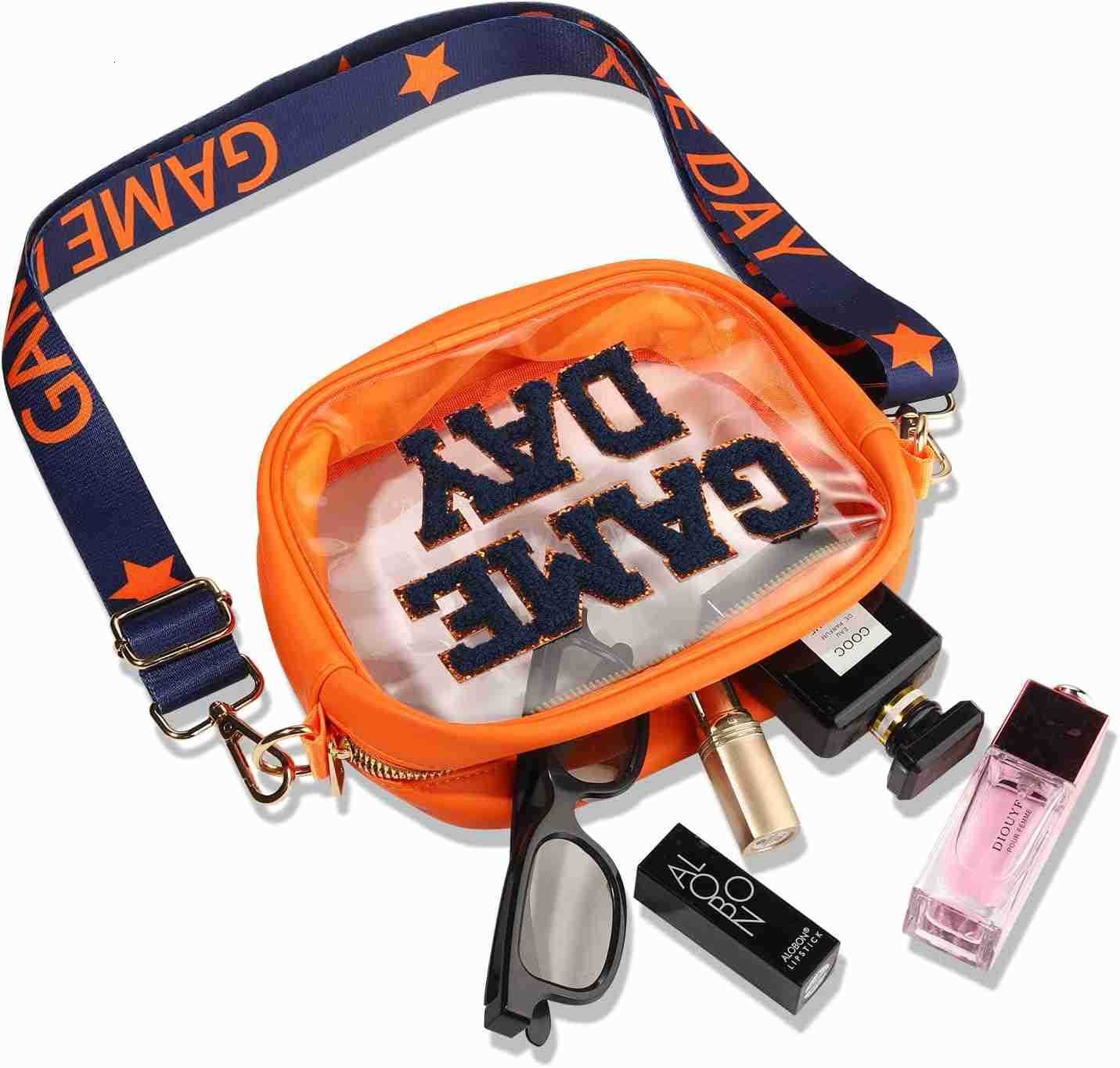 Clear Bag for Stadium Events with Letter Patches Stadium Approved Clear Crossbody Purse for Concerts Sports EventsW250911