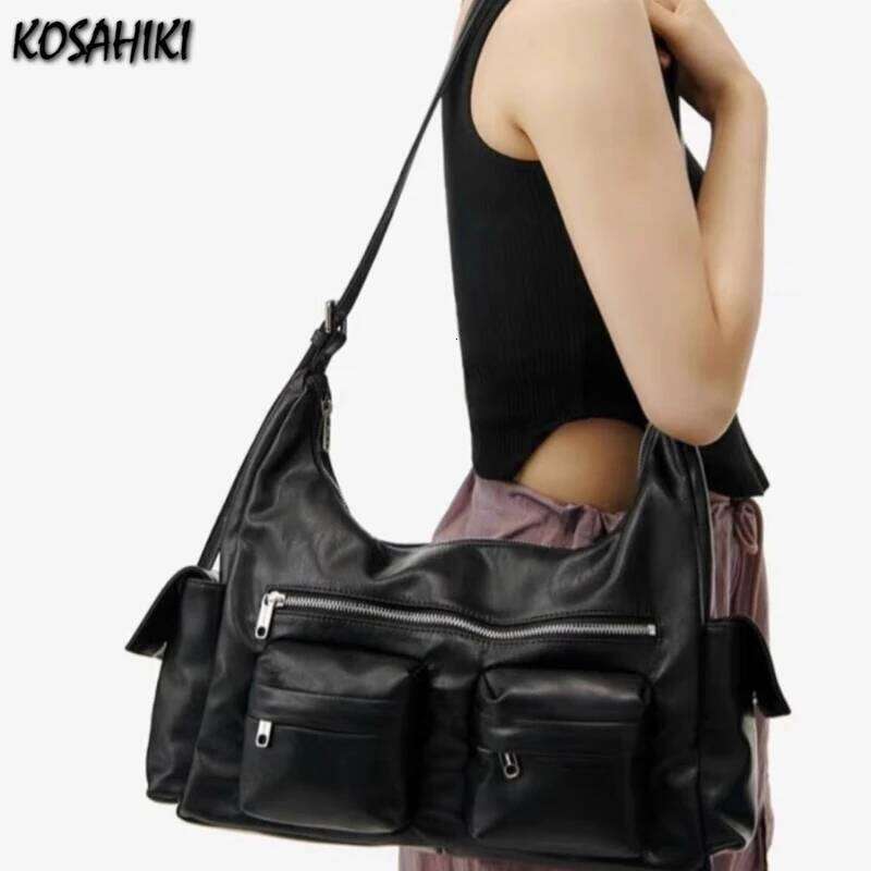 Japanese Punk Y2k Aesthetic Crossbody Bags Vintage Design Simple Shoulder Handbags Casual Trendy All Match Tote Bag Women
