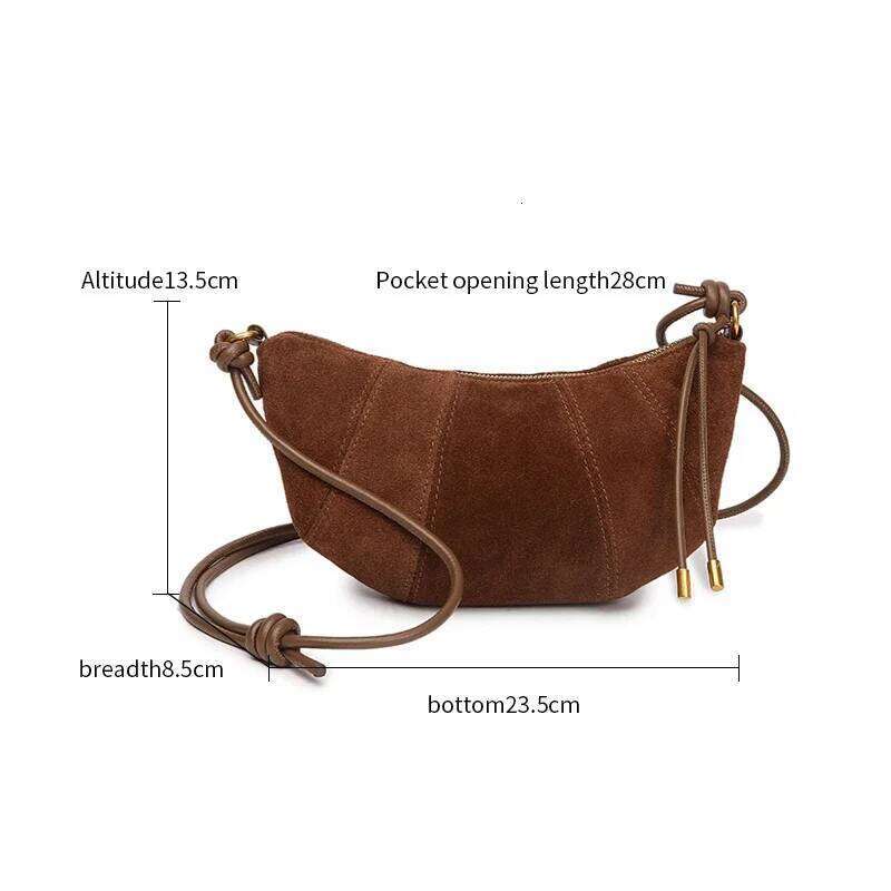 Designer Bags Autumn Winter Women's OL Designer Genuine Suede Cowhide Leather Women Bull Horn Crossbody Bag Trendy Commuting Handbag Hot Selling