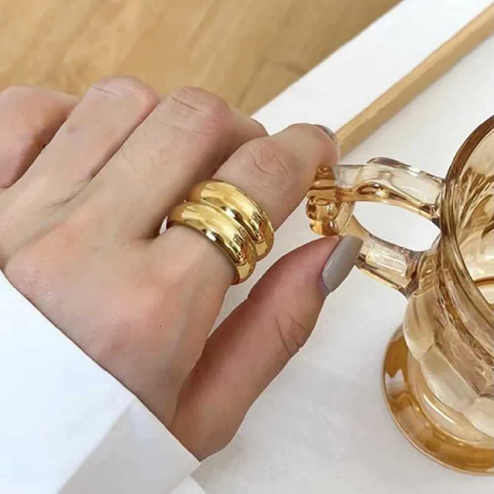 Stainless Steel Rings Chunky Wide Double Layer Ring for Women Men Simple INS Fashion Waterproof Jewelry Gift Trend 2024 anillos W250911