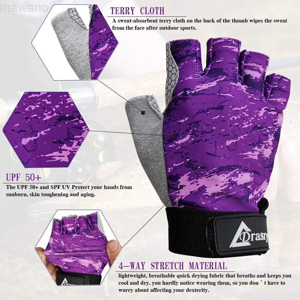 Fishing Gloves Fingerless Sun Protection Men Women UPF50SPF for Fishing Kayaking Paddling Hiking Sailing Rowing Driving Canoeing GloveW250911