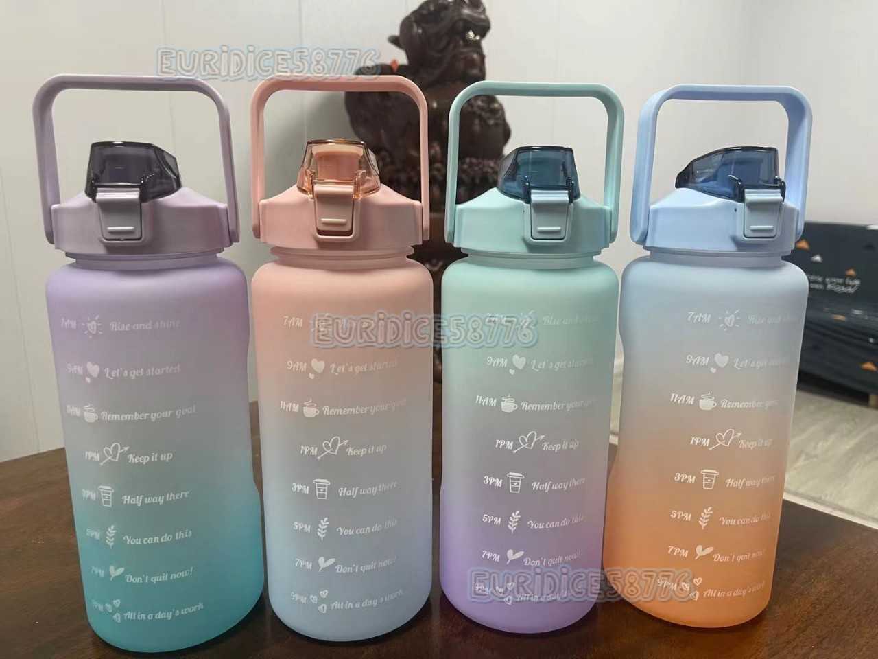 New Gradient Large Capacity Frosted Water Cup Straw Cup Outdoor Sports Kettle H250911