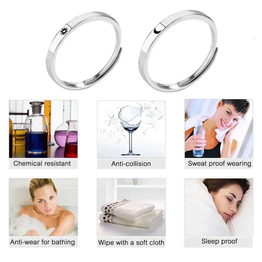 Sun Moon Couple Rings Set Open Adjustable Ring Eachother Lovers Minimalist ring gift Engagement Wedding Rings Bride Jewlery W250911