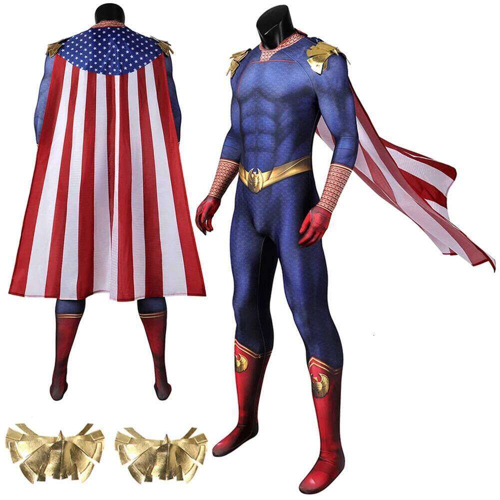 Fantasia Homelander Cosplay Ju mpsuit Cloak Cartoon TV The Boys Disfraz Costume Adult Men Male Halloween Carnival Party Clothes