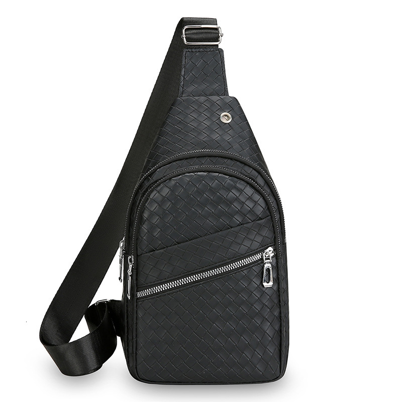 Men S Chest Bag New Woven Luxury Bag Texture PU Leather Free Shipping Chest Bag Men S Outdoor Casual Designer Bag Sports Crossbody Bag