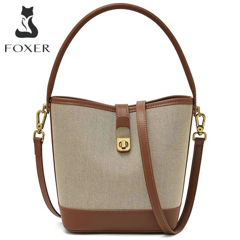 FOXER Women Small Fashion Bucket Shoulder Bag 2025 Girl Spring Summer Crossbody Handbag Purse