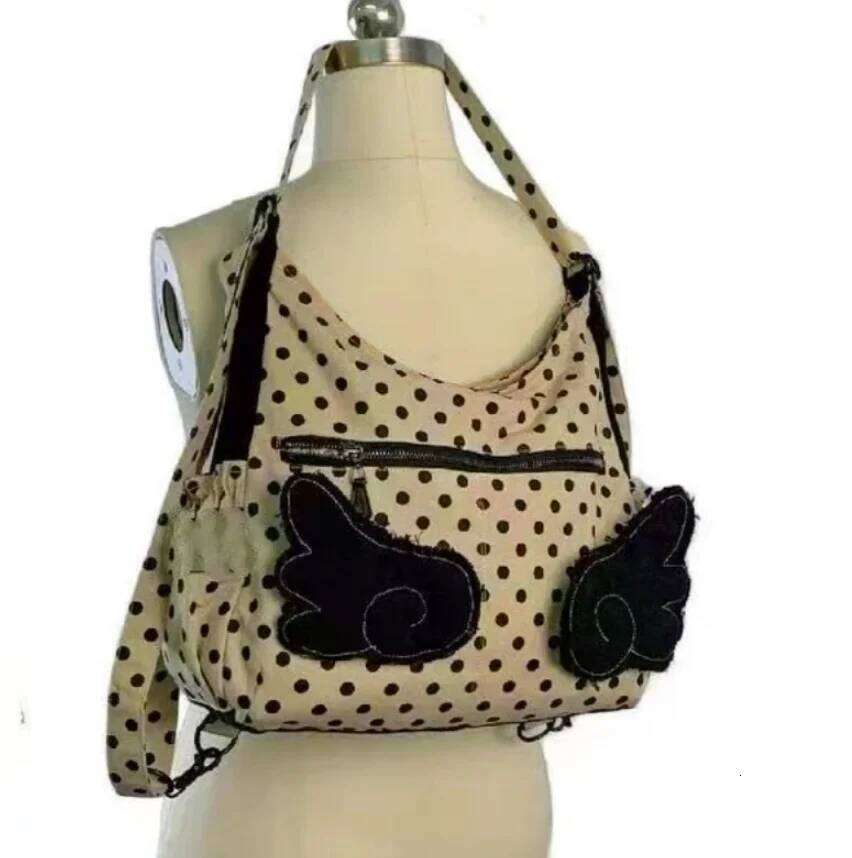 Korean All Match Streetwear Wings Women's Handbags Vintage Dots Grunge Backpacks Casual Y2k Aesthetic Shoulder Crossbody Bags