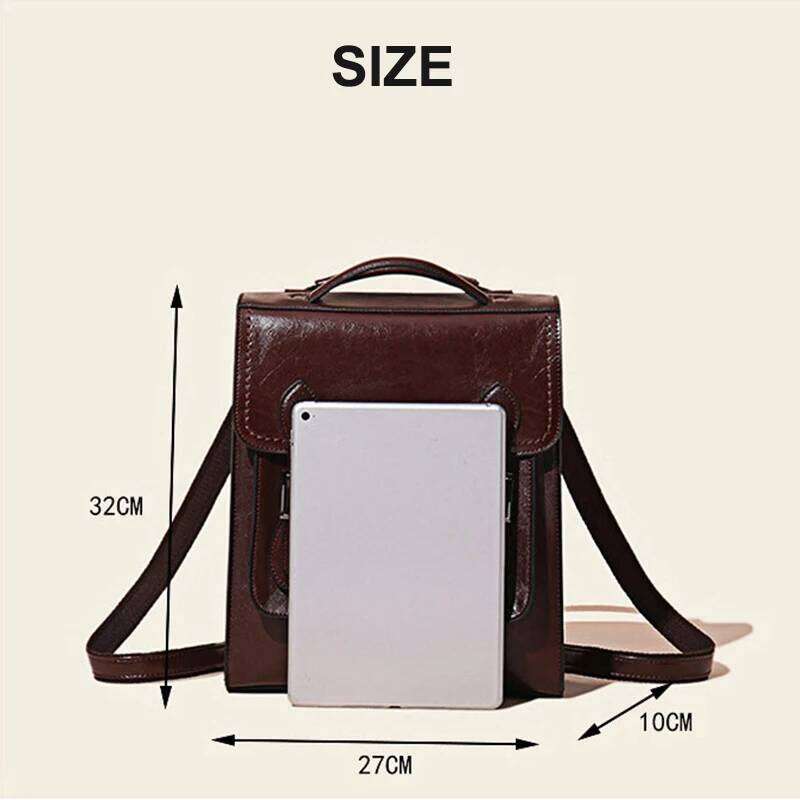 Genuine Leather Women's Backpack Vintage Cowhide Preppy Style Girls School Bag Large Capacity Women Shoulder Bags 2766 250911