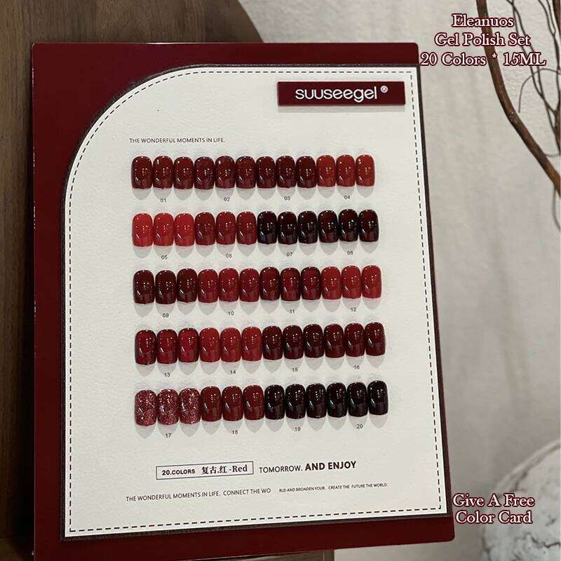 Eleanuo Autumn Series Gel Polishing 30Pcs Mixed Semi Permanent Cherry UV Salon Primer Finish Vintage Red Nail Glue
