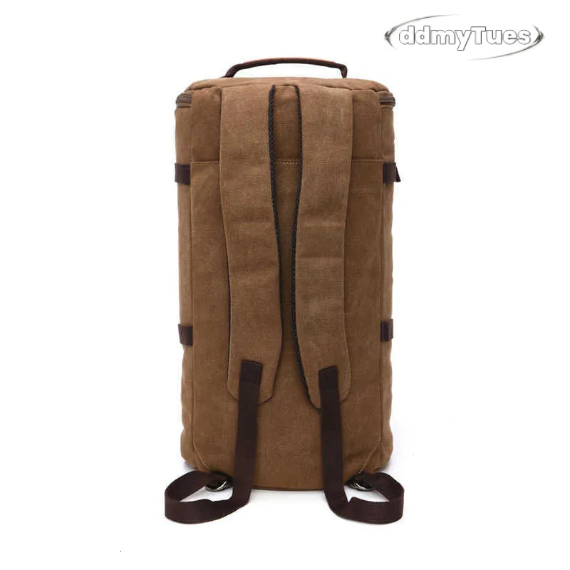 canvas cylinder large capacity double single shoulder portable messenger three-purpose bag men's Travel Backpack 240915 TUES