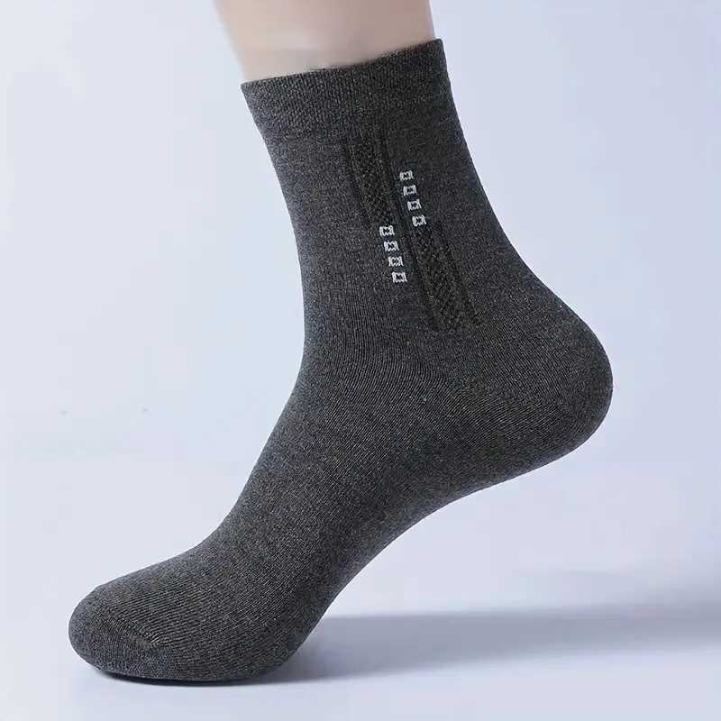 510 Pairs Men Knitted Round Neck Socks Soft Comfortable Business Odor Resistant Sweat Absorbing Breathable Casual Socks D250911