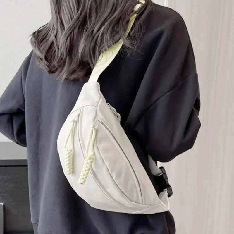 Ladies Casual Diagonal Cross Bag Fashionable Sports Niche Versatile Banana Bags Solid Color Canvas Chest Bags Z250911