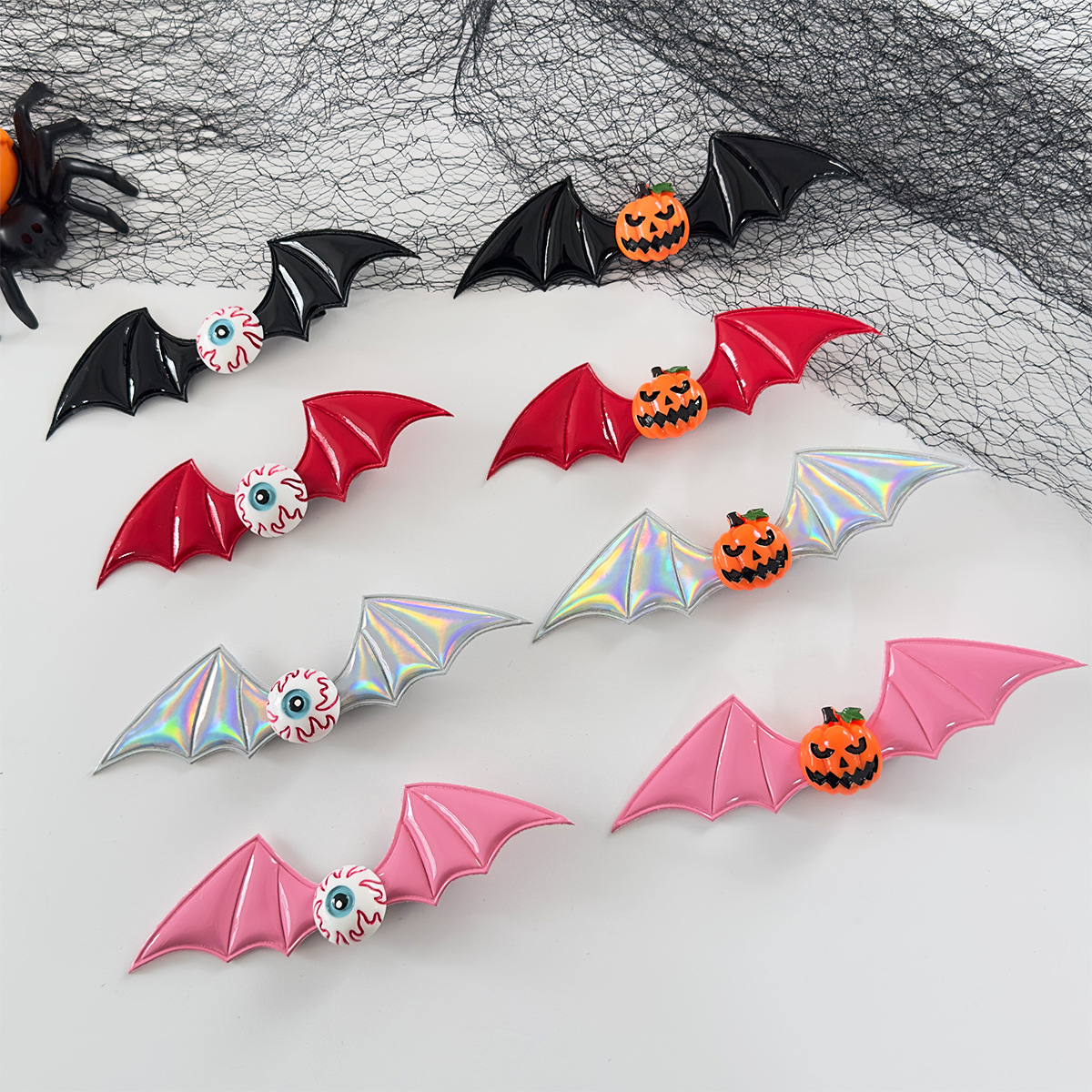 Stage Wear Halloween Hair Accessories - Dark Series Funny Pumpkin Cyclops Devil Bat Wings Side Hair Clips