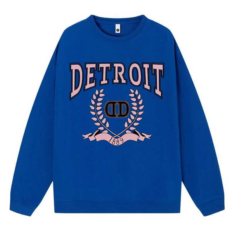 Casual Plus Size Womens Sweatshirt 1889 Detroit City Simple Pattern Print Hoody Loose Crewneck Pullovers Warm Soft Female Tops L250911